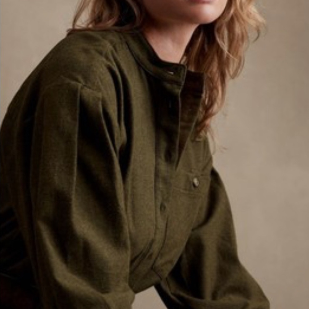Banana Republic Dark Green Cotton Shirt Jacket